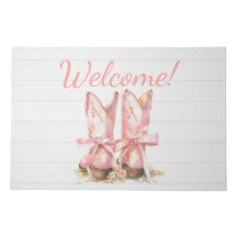 Pink Cowgirl Boots Welcome Door Mat