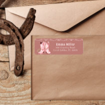 Pink Cowgirl Boots Western Baby Shower Return Label
