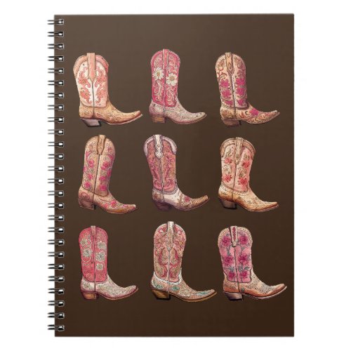 Pink Cowgirl Boots Western Floral Country Notebook