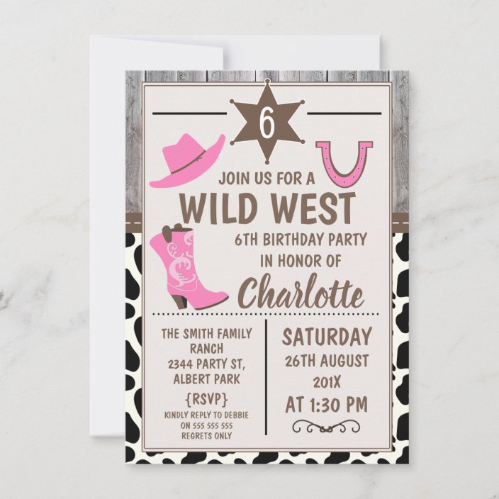 Pink Cowgirl Birthday Invitation