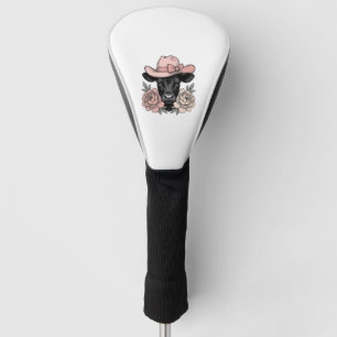 Pink Cowgirl Calf with Peonies Vintage Vector_1 Golf Head Cover