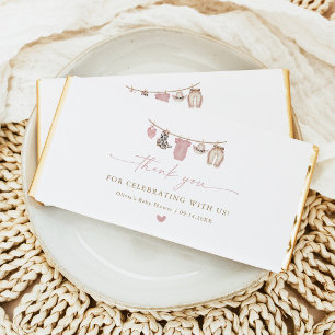 Pink Cowgirl Clothesline Baby Shower Hershey Bar Favors