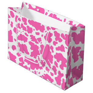 Pink Cowgirl Cow Skin Rodeo Animal Print Large Gift Bag