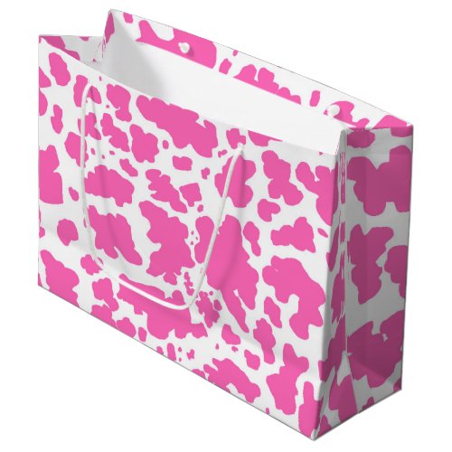 Pink Cowgirl Cow Skin Rodeo Animal Print  Large Gift Bag