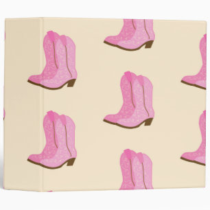 Pink Cowgirl Cowboy Boots Country Texas Ranch 3 Ring Binder