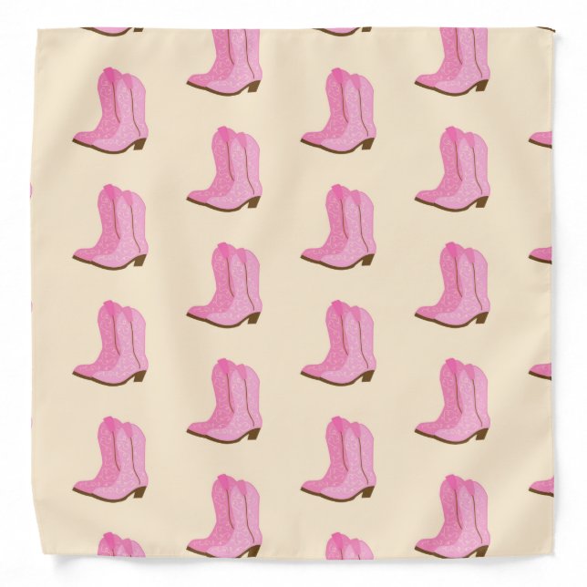 Pink Cowgirl Cowboy Boots Country Texas Ranch Bandana (Front)