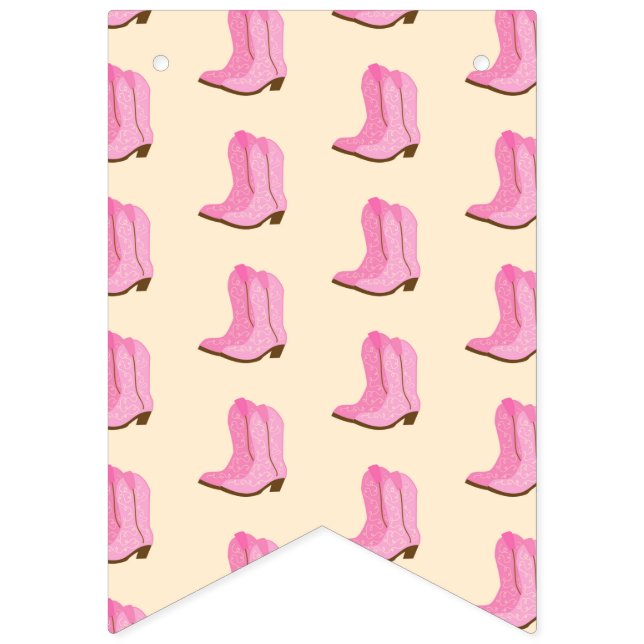 Pink Cowgirl Cowboy Boots Country Texas Ranch Bunting Flags (First Flag)