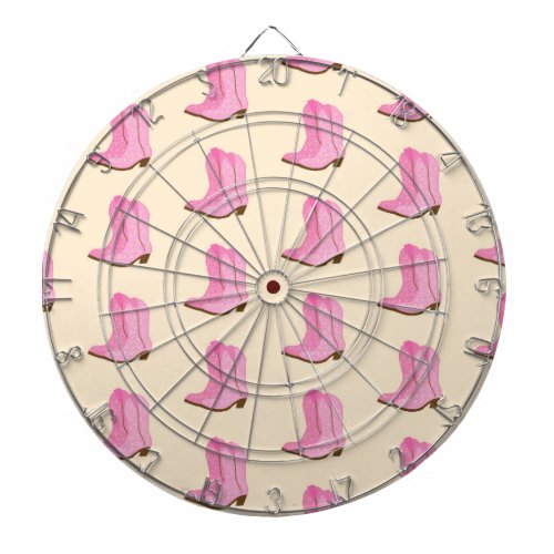 Pink Cowgirl Cowboy Boots Country Texas Ranch Dart Board