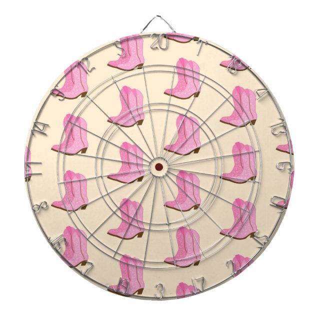 Pink Cowgirl Cowboy Boots Country Texas Ranch Dart Board (Front)