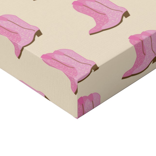 Pink Cowgirl Cowboy Boots Country Texas Ranch Faux Canvas Print (Corner)