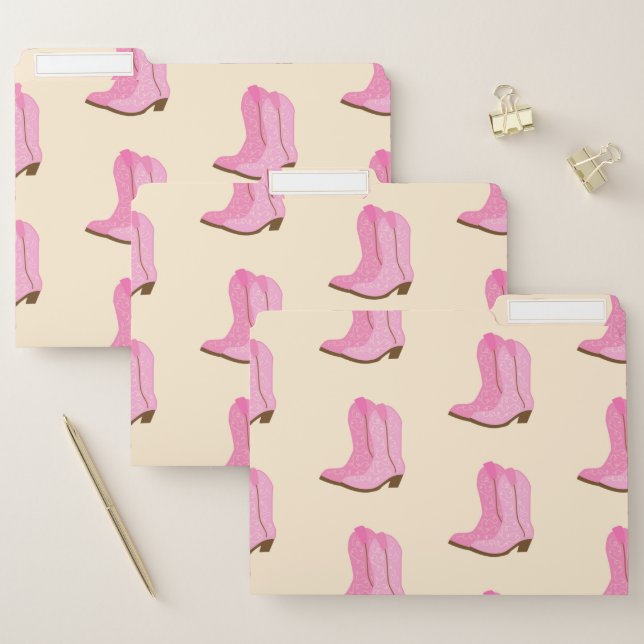 Pink Cowgirl Cowboy Boots Country Texas Ranch File Folder (Set)