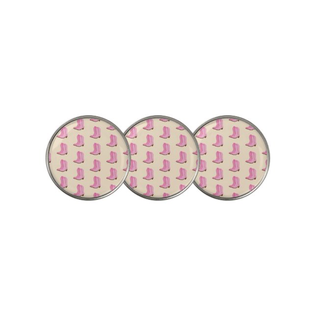 Pink Cowgirl Cowboy Boots Country Texas Ranch Golf Ball Marker (3 Up)