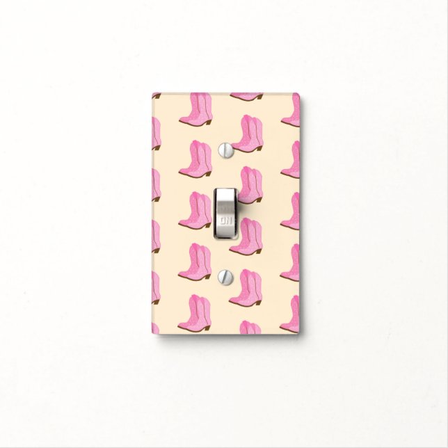 Pink Cowgirl Cowboy Boots Country Texas Ranch Light Switch Cover (In Situ)