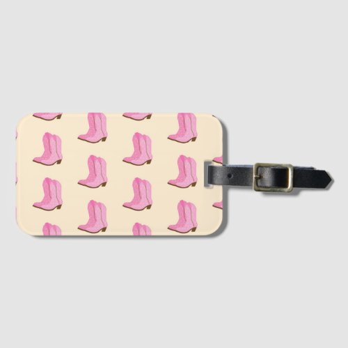 Pink Cowgirl Cowboy Boots Country Texas Ranch Luggage Tag