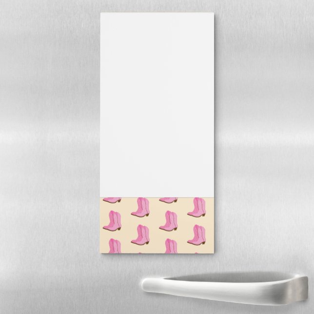 Pink Cowgirl Cowboy Boots Country Texas Ranch Magnetic Notepad (In Situ)