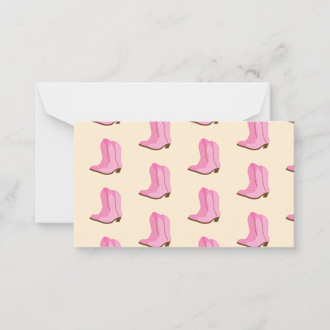 Pink Cowgirl Cowboy Boots Country Texas Ranch Note Card (Front)