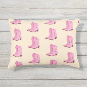 Pink Cowgirl Cowboy Boots Country Texas Ranch Outdoor Pillow