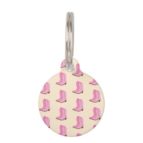 Pink Cowgirl Cowboy Boots Country Texas Ranch Pet ID Tag