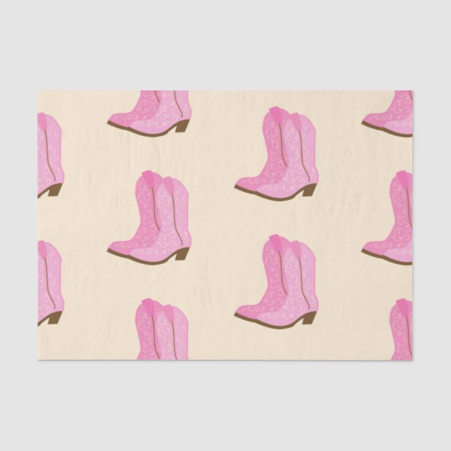 Pink Cowgirl Cowboy Boots Country Texas Ranch Tissue Paper (Front)