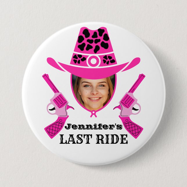 Pink Cowgirl Custom Photo   Button (Front)