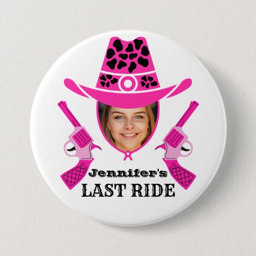 Pink Cowgirl Custom Photo   Button