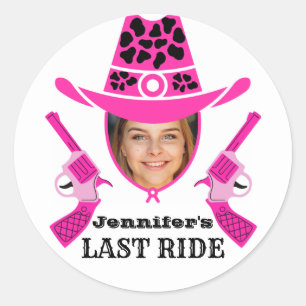Pink Cowgirl Custom Photo Classic Round Sticker