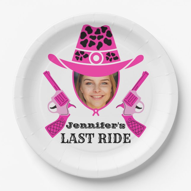 Pink Cowgirl Custom Photo   Paper Plates (Front)