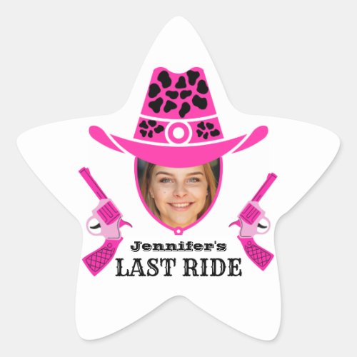 Pink Cowgirl Custom Photo    Star Sticker