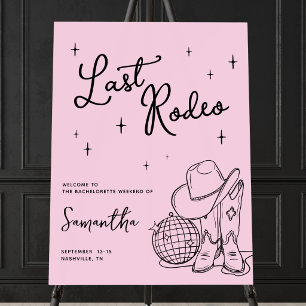 Pink Cowgirl Disco Last Rodeo Bachelorette Party Foam Board