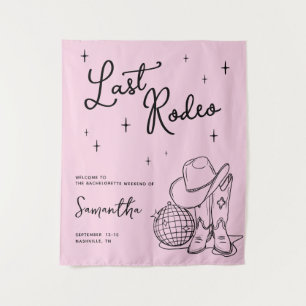 Pink Cowgirl Disco Last Rodeo Bachelorette Party Tapestry