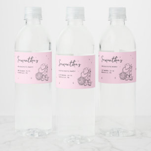 Pink Cowgirl Disco Western Bachelorette Party Water Bottle Label