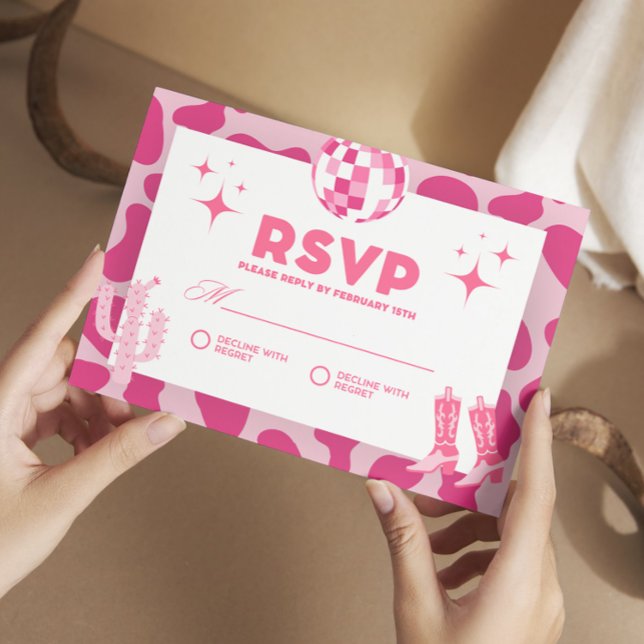 Pink Cowgirl Disco Will You Join Us RSVP Enclosure Card (Creator Uploaded)