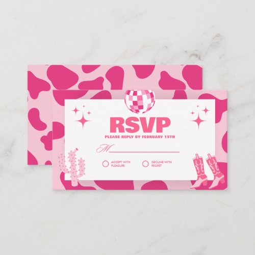 Pink Cowgirl Disco Will You Join Us RSVP Enclosure Card