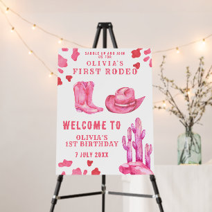 Pink Cowgirl First Birthday Party  Foam Board