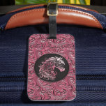 Pink Cowgirl Floral Tooled Leather Horse Head Luggage Tag at Zazzle