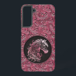 Pink cowgirl floral tooled leather horse head samsung galaxy s22  case<br><div class="desc">Pink cowgirl floral tooled leather design with a floral horse head,  western style leather design. Available in more colors. For horse lovers,  equestrians.</div>