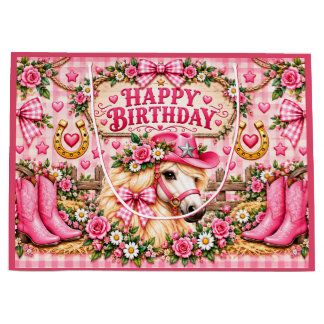 Pink Cowgirl Happy Birthday Gift Bag