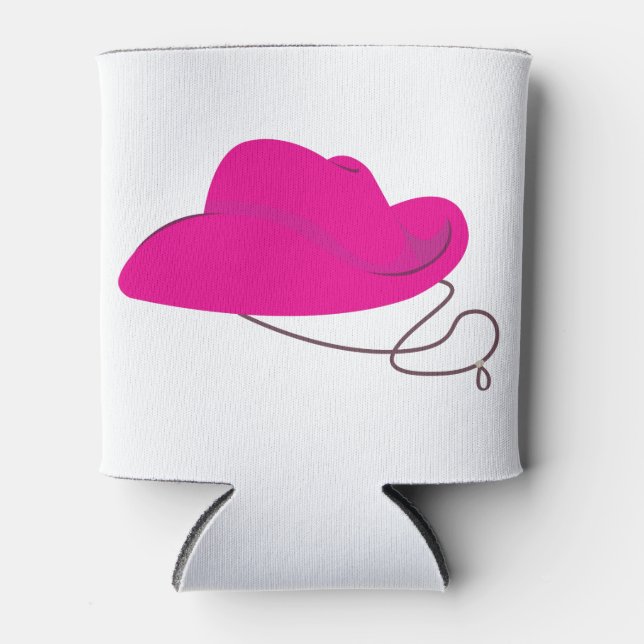 Pink Cowgirl Hat Can Cooler (Front)