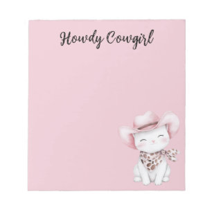 Pink Cowgirl Hat Cat Notepad