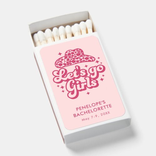 Pink Cowgirl Hat Country Bachelorette Party Favor Matchboxes