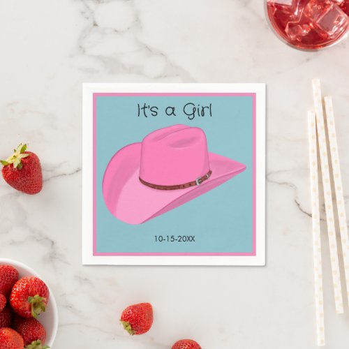 Pink cowgirl hat  napkins