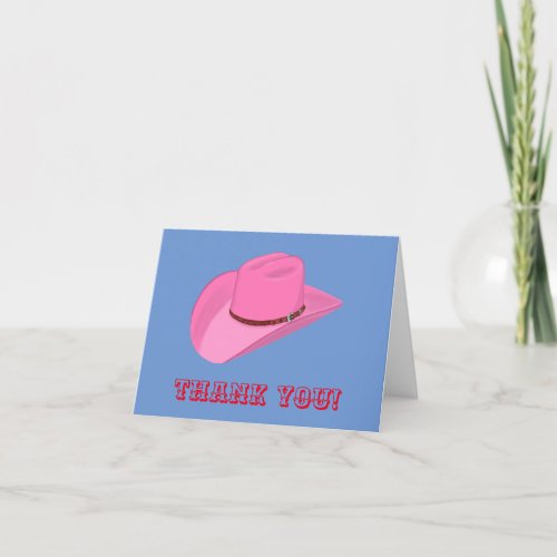 Pink cowgirl hat  thank you card