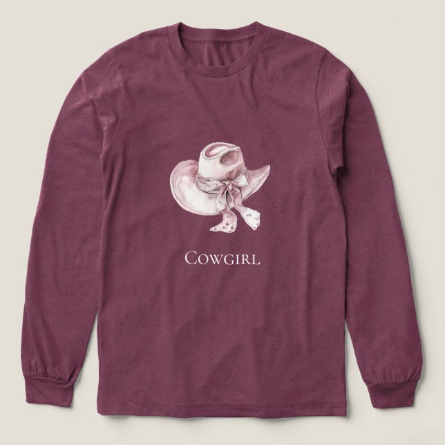 Pink Cowgirl Hat Tri-Blend Shirt (Design Front)