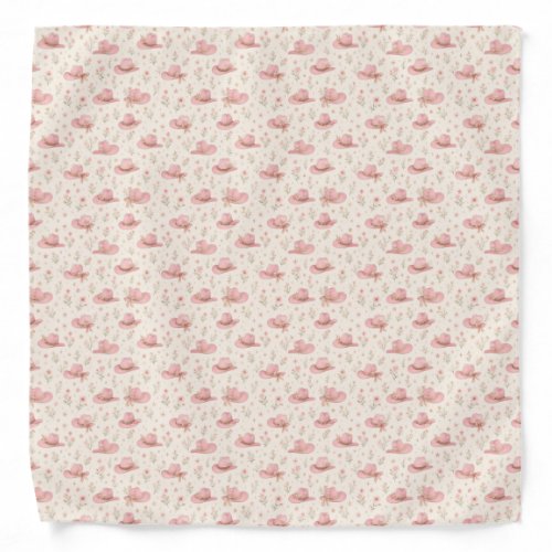 Pink Cowgirl Hats Florals Western Theme Bandana