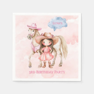 Pink Cowgirl Horse 00th Birthday Party Napkins