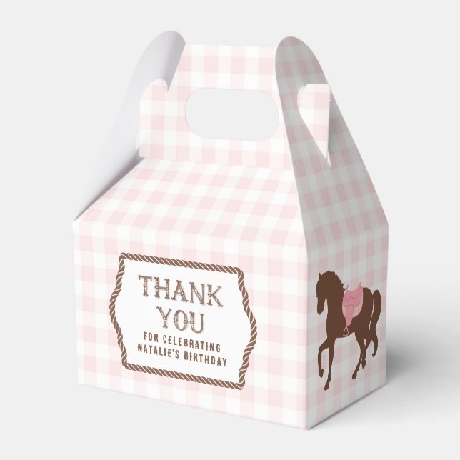 Pink Cowgirl | Horse Silhouette | Birthday  Favor  Boxes (Front Side)