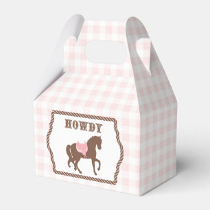Pink Cowgirl Horse Silhouette Birthday Favor Boxes