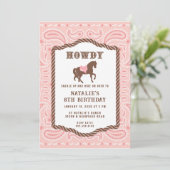 Pink Cowgirl | Horse Silhouette | Birthday   Invitation (Standing Front)