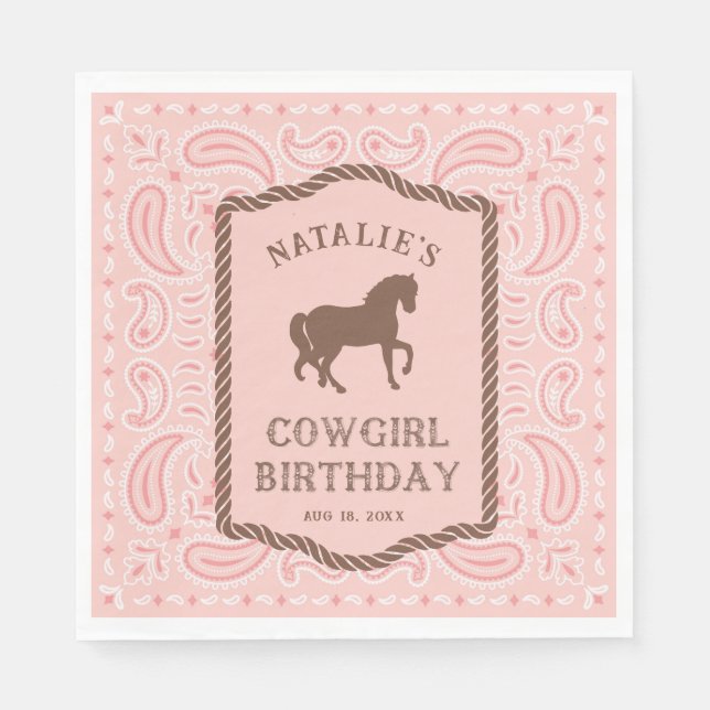 Pink Cowgirl | Horse Silhouette Party  Napkins (Front)