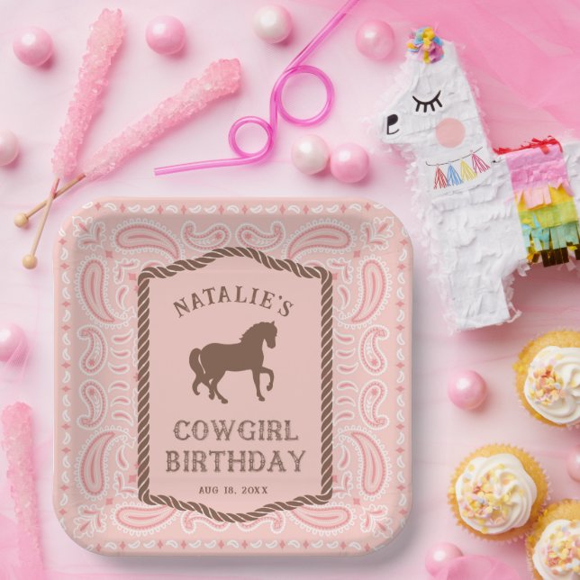 Pink Cowgirl | Horse Silhouette Party  Napkins Paper Plates (Party)